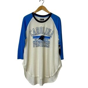 NFL Team Apparel Women’s 3/4 Raglan Sleeve Carolina Panther Shirt Size 2XL New